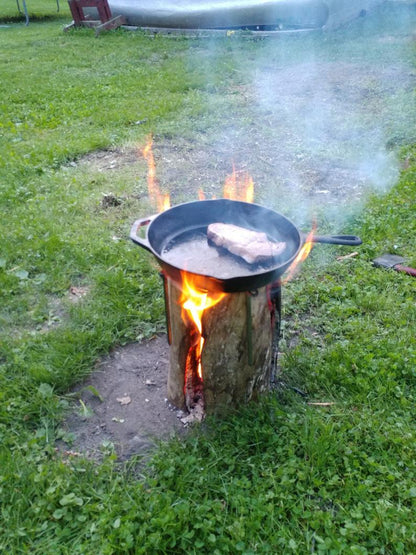 Cooking on Swedish Log Stove 